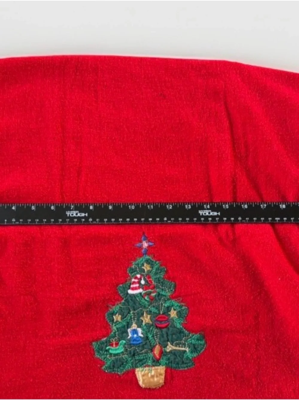 Vintage Christmas Red Towel Set Embroidered Tree Teddy Bear Hand Bath 2 Pc Lot